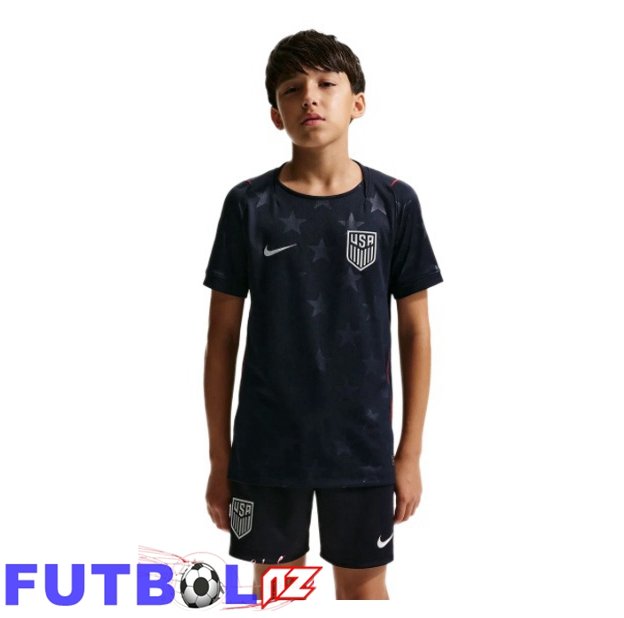Camisetas De Futbol Estados Unidos Ninos Segunda Negro Copa Del Mundo 2026