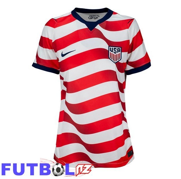 Camisetas De Futbol Estados Unidos Mujer Primera Rojo Blanco Copa Del Mundo 2026