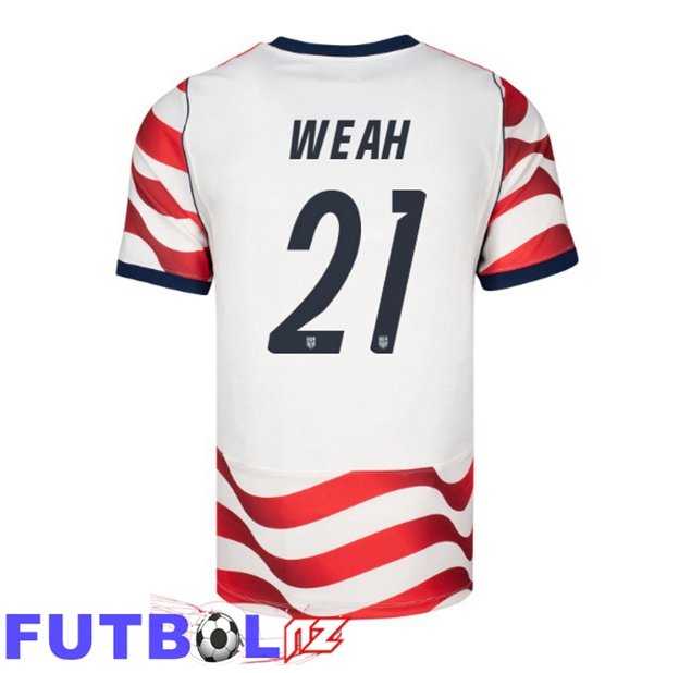 Camisetas De Futbol Estados Unidos (Timothy Weah 21) Primera Rojo Blanco Copa Del Mundo 2026