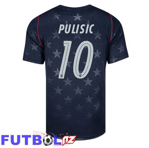 Camisetas De Futbol Estados Unidos (Christian Pulisic 10) Segunda Negro Copa Del Mundo 2026