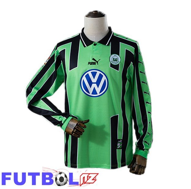 Camisetas De Futbol Vfl Wolfsburg Retro Segunda Manga Larga Verde Negro 1999-2000