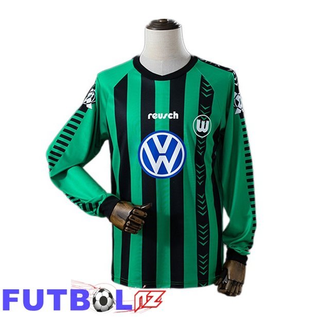 Camisetas De Futbol Vfl Wolfsburg Retro Segunda Manga Larga Verde Negro 1995-1996