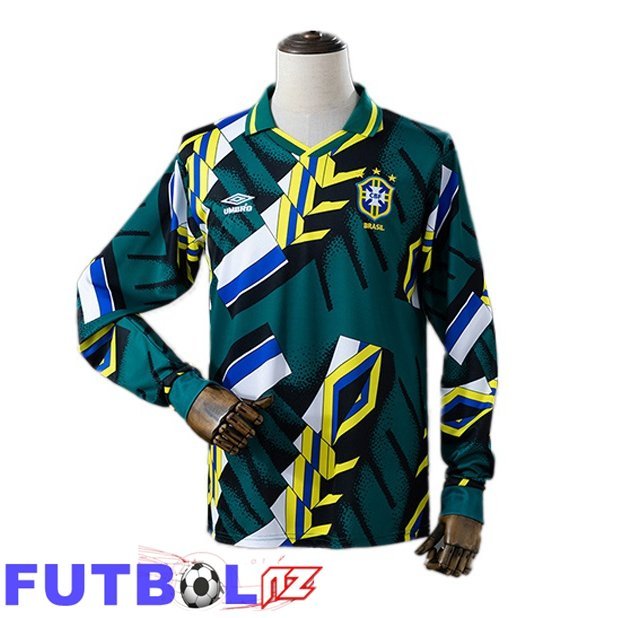 Camisetas De Futbol Brasil Retro Portero Manga Larga Verde 1994-1995