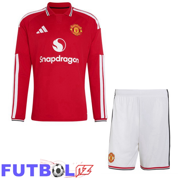 Camisetas De Futbol Manchester United Ninos Primera Manga Larga Rojo 2026/2027