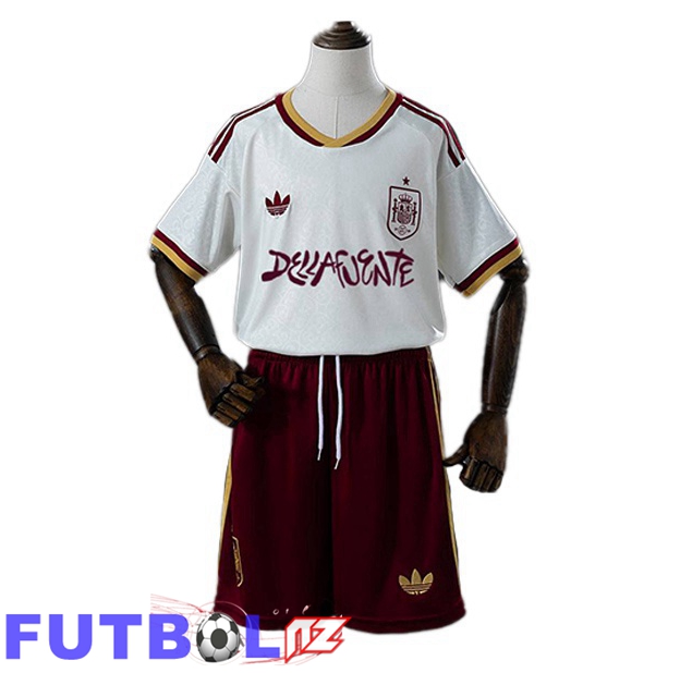 Camisetas De Futbol España Ninos Segunda DELLAFUENTE Blanco Copa del Mundo 2026