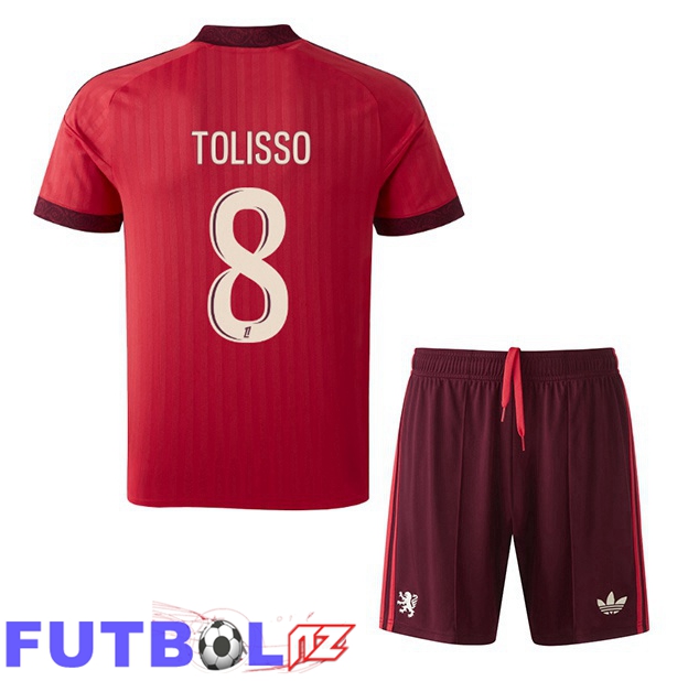 Camisetas De Futbol lyon OL (TOLISSO 8) Ninos Segunda Rojo 2026/2027