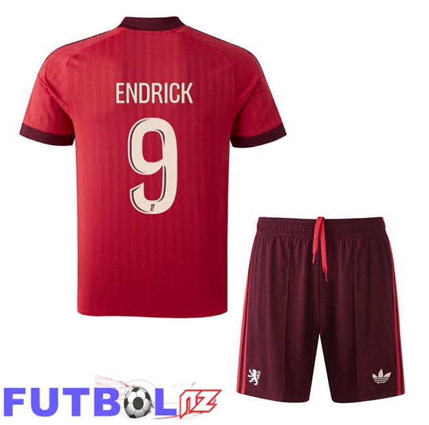 Camisetas De Futbol lyon OL (ENDRICK 9) Ninos Segunda Rojo 2026/2027