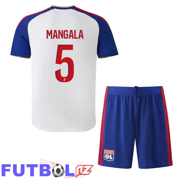 Camisetas De Futbol lyon OL (MANGALA 5) Ninos Primera Blanco 2026/2027