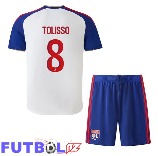 Camisetas De Futbol lyon OL (TOLISSO 8) Ninos Primera Blanco 2026/2027
