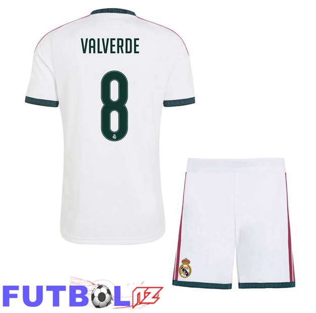 Camisetas De Futbol Real Madrid (Valverde 8) Ninos Primera Blanco 2026/2027