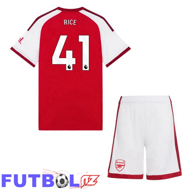 Camisetas De Futbol Arsenal (RICE 41) Ninos Primera Rojo Blanco 2026/2027