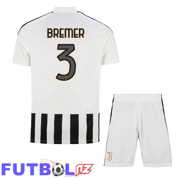 Camisetas De Futbol Juventus (BREMER 3) Ninos Primera Negro Blanco 2026/2027