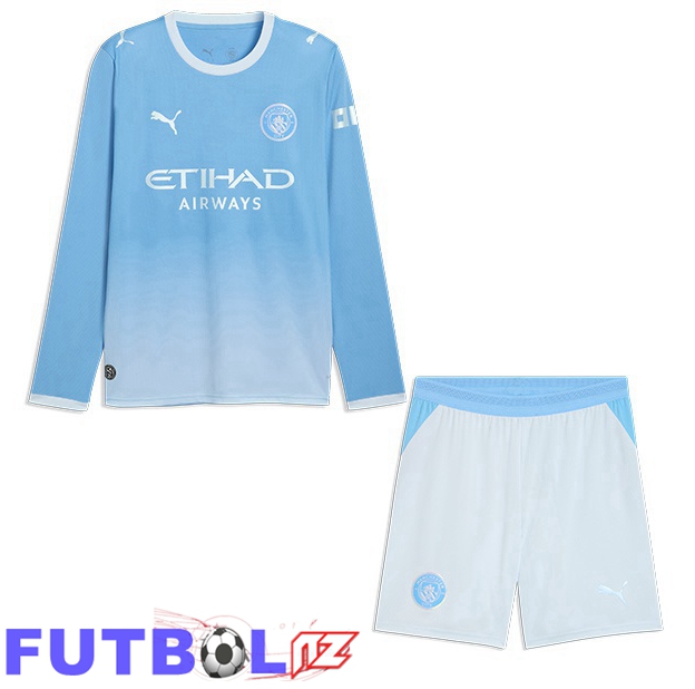 Camisetas De Futbol Manchester City Ninos Primera Manga Larga Azul 2026/2027