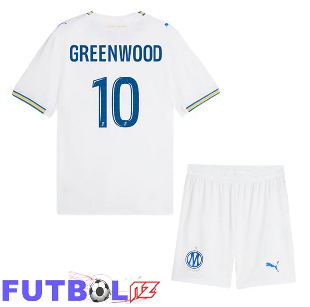 Camisetas De Futbol Marsella OM (Greenwood 10) Ninos Primera Blanco 2026/2027