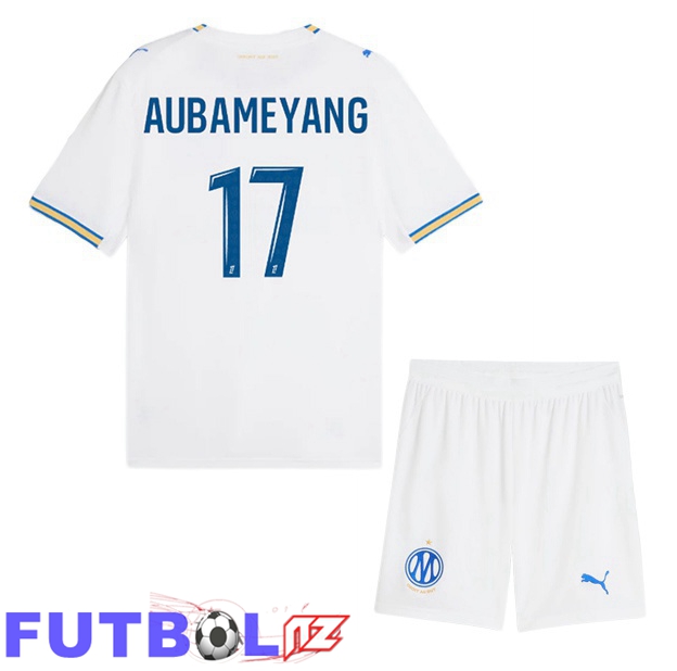 Camisetas De Futbol Marsella OM (Aubameyang 17) Ninos Primera Blanco 2026/2027
