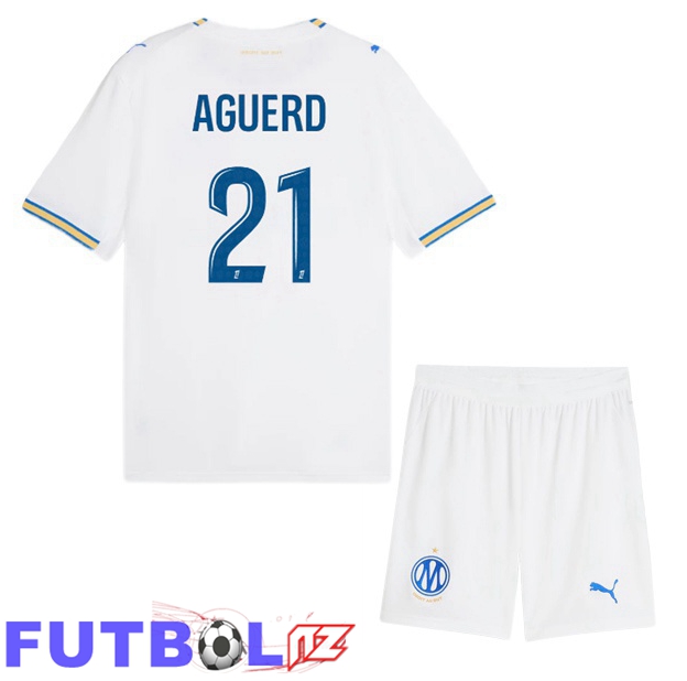 Camisetas De Futbol Marsella OM (Aguerd 21) Ninos Primera Blanco 2026/2027