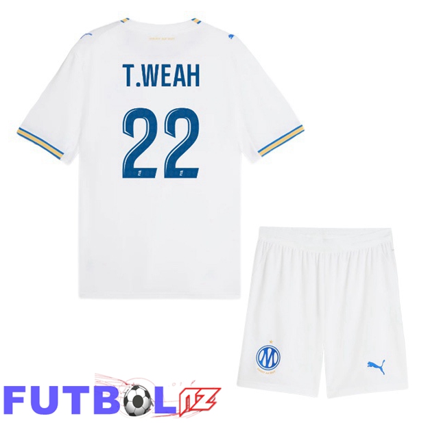 Camisetas De Futbol Marsella OM (T.Weah 22) Ninos Primera Blanco 2026/2027