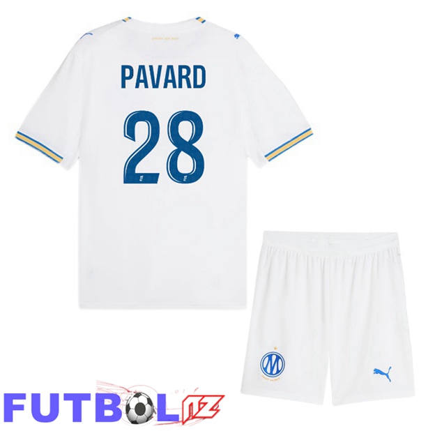 Camisetas De Futbol Marsella OM (Pavard 28) Ninos Primera Blanco 2026/2027
