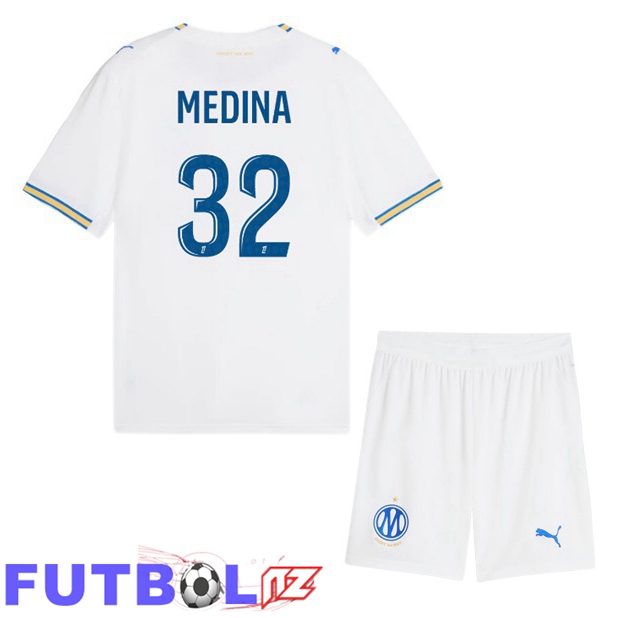 Camisetas De Futbol Marsella OM (Medina 32) Ninos Primera Blanco 2026/2027