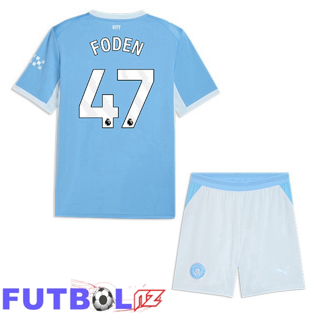 Camisetas De Futbol Manchester City (Phil Foden 47) Ninos Primera Azul 2026/2027