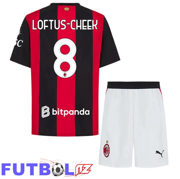 Camisetas De Futbol AC Milan (Loftus-Cheek 8) Ninos Primera Rojo Negro 2026/2027