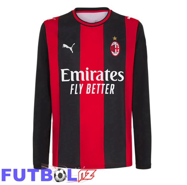 Camisetas De Futbol AC Milan Primera Manga Larga Rojo Negro 2026/2027