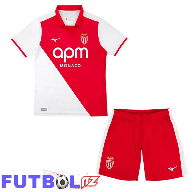 Camisetas De Futbol AS Monaco Ninos Primera Blanco Rojo 2026/2027