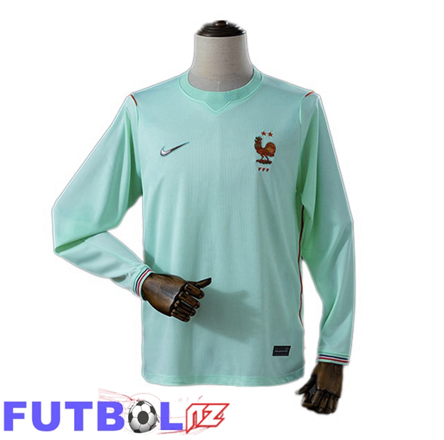 Camisetas De Futbol Francia Segunda Manga Larga Marrón Verde Copa del Mundo 2026