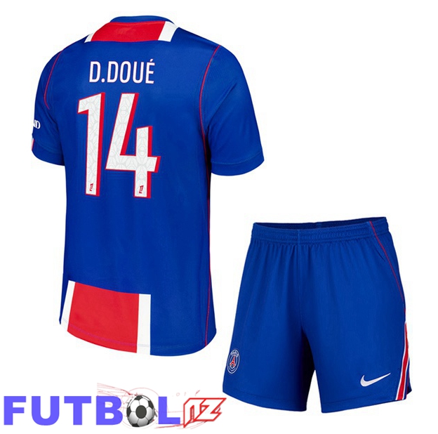 Camisetas De Futbol Paris PSG (D.Doué 14) Ninos Primera Azul Rojo 2026/2027