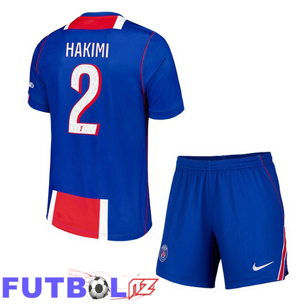 Camisetas De Futbol Paris PSG (Hakimi 2) Ninos Primera Azul Rojo 2026/2027