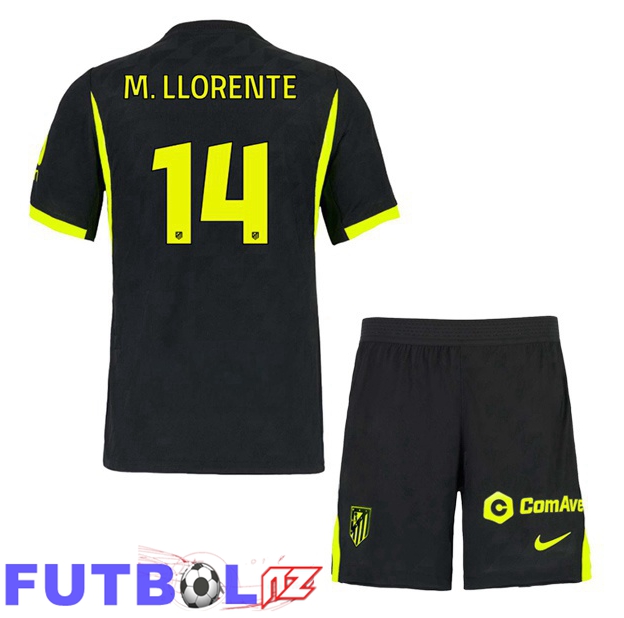 Camisetas De Futbol Atletico Madrid (M. LLORENTE 14) Ninos Segunda Negro 2026/2027