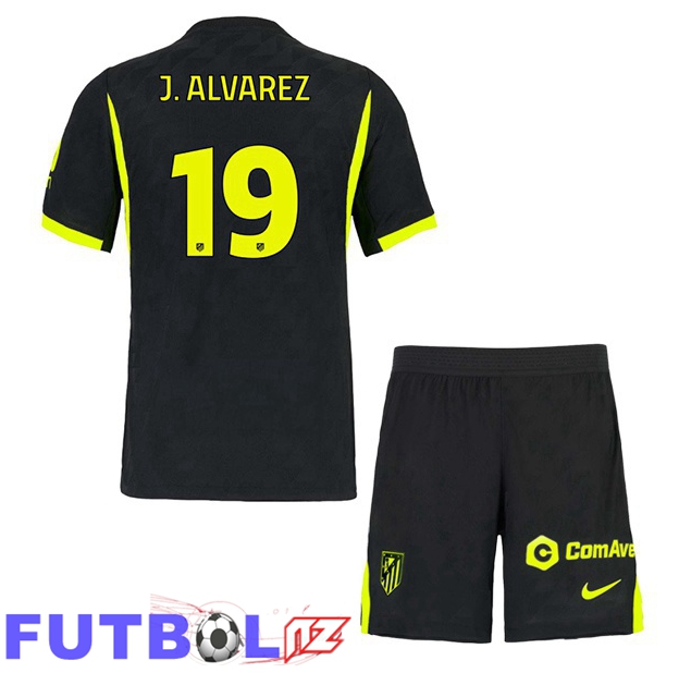 Camisetas De Futbol Atletico Madrid (J. ALVAREZ 19) Ninos Segunda Negro 2026/2027