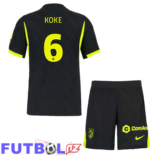 Camisetas De Futbol Atletico Madrid (KOKE 6) Ninos Segunda Negro 2026/2027