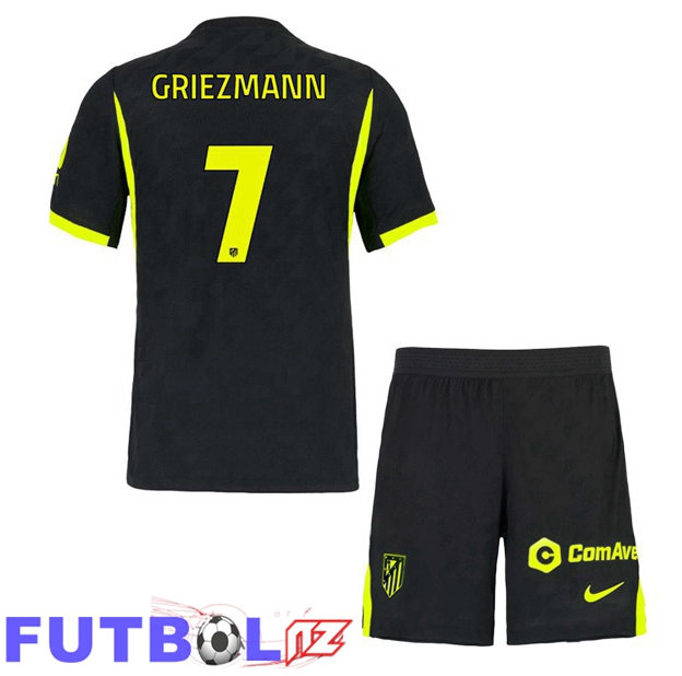 Camisetas De Futbol Atletico Madrid (GRIEZMANN 7) Ninos Segunda Negro 2026/2027