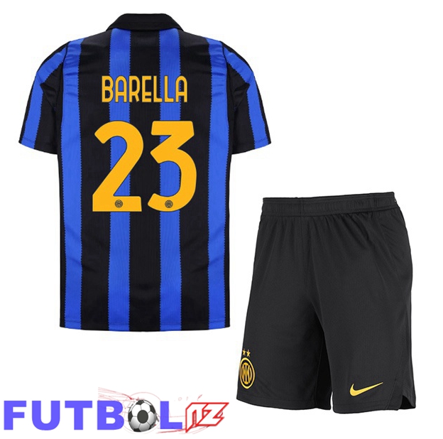Camisetas De Futbol Inter Milan (BARELLA 23) Ninos Primera Azul Negro 2026/2027