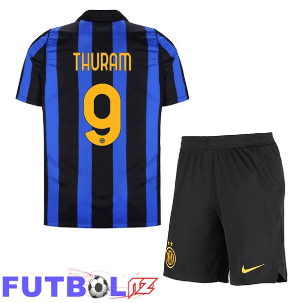 Camisetas De Futbol Inter Milan (THURAM 9) Ninos Primera Azul Negro 2026/2027