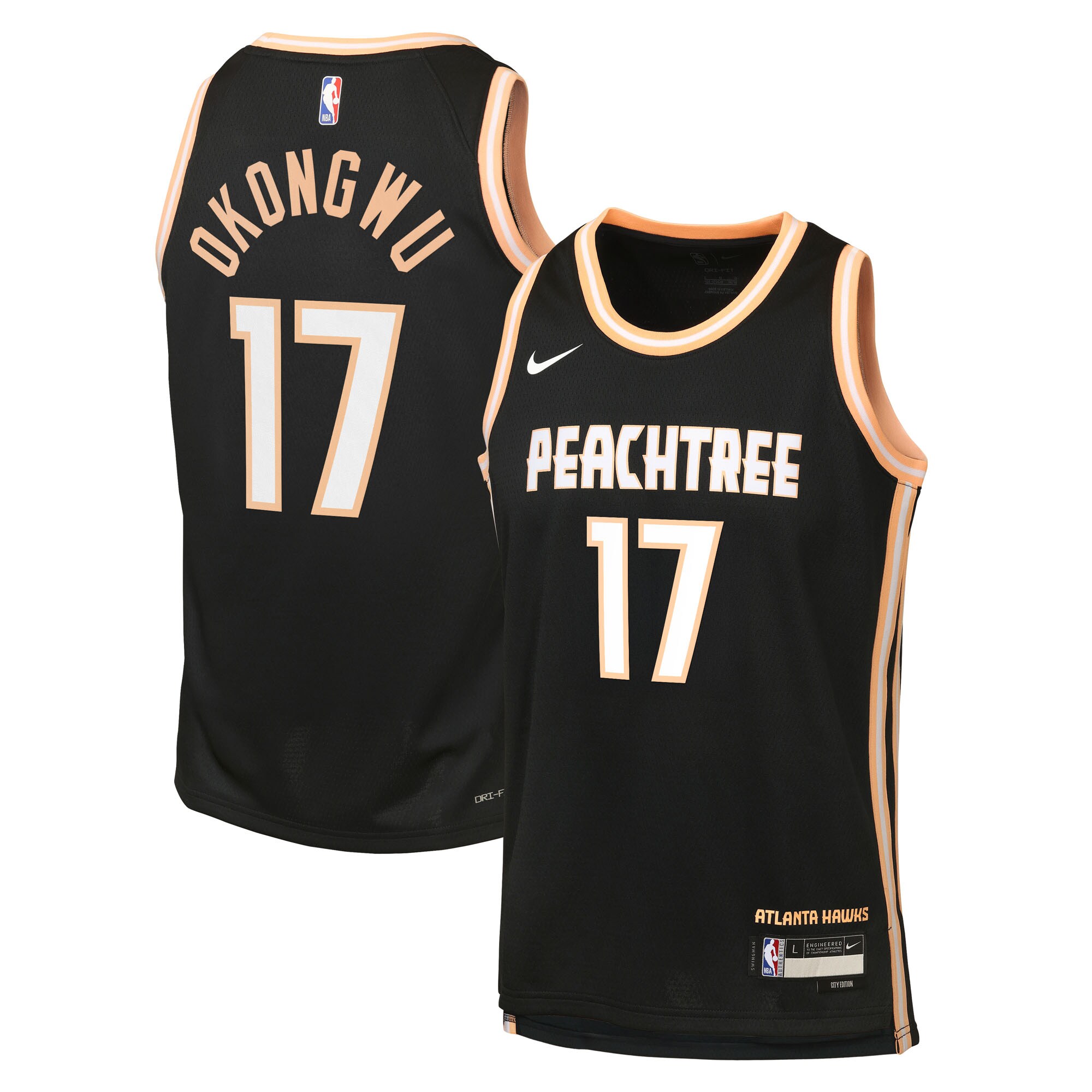 Camiseta Atlanta Hawks Nike 2025/26 City Edition Swingman - Nera - Onyeka Okongwu - Gioventù