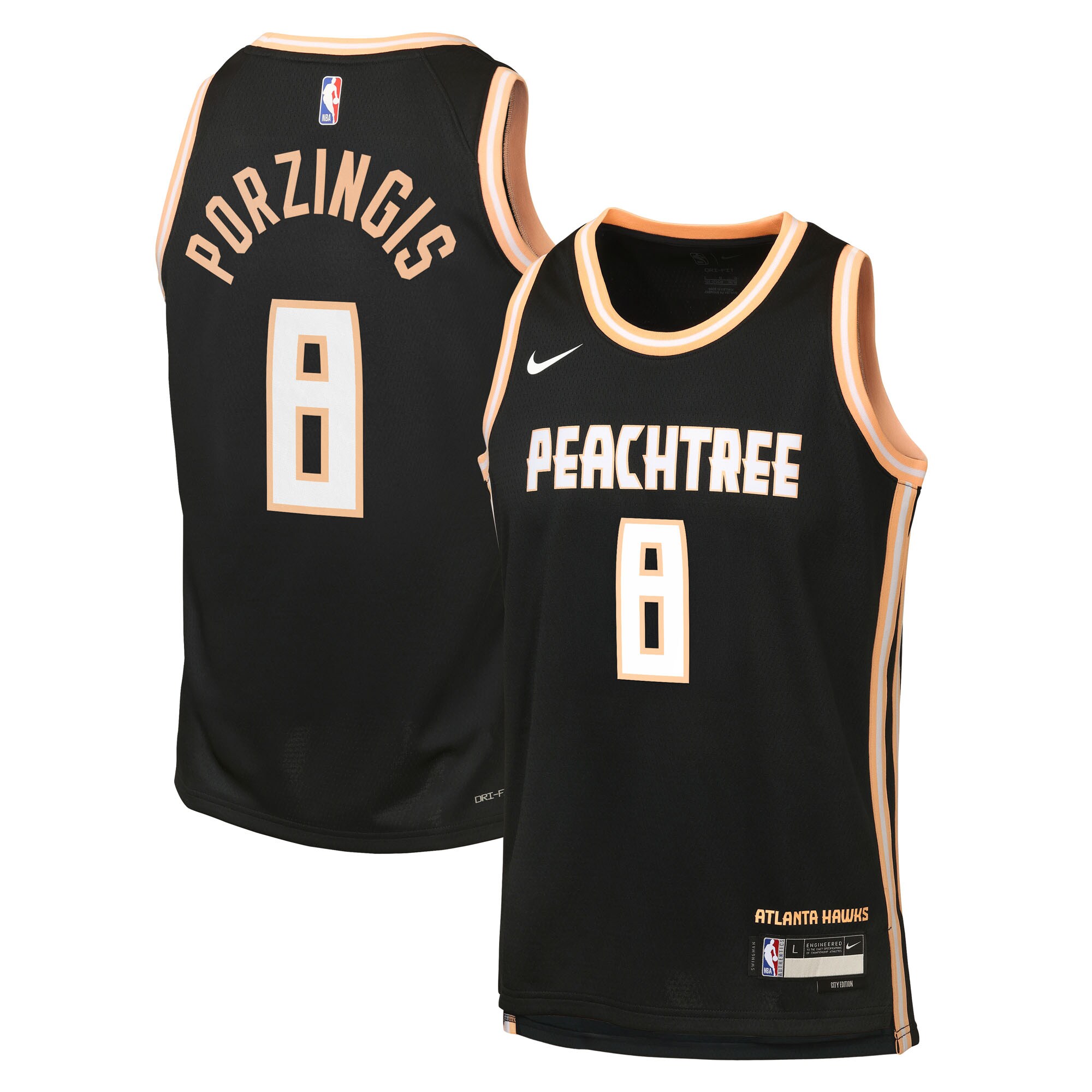 Camiseta Atlanta Hawks Nike 2025/26 City Edition Swingman - Negro - Kristaps Porzingis - Gioventù