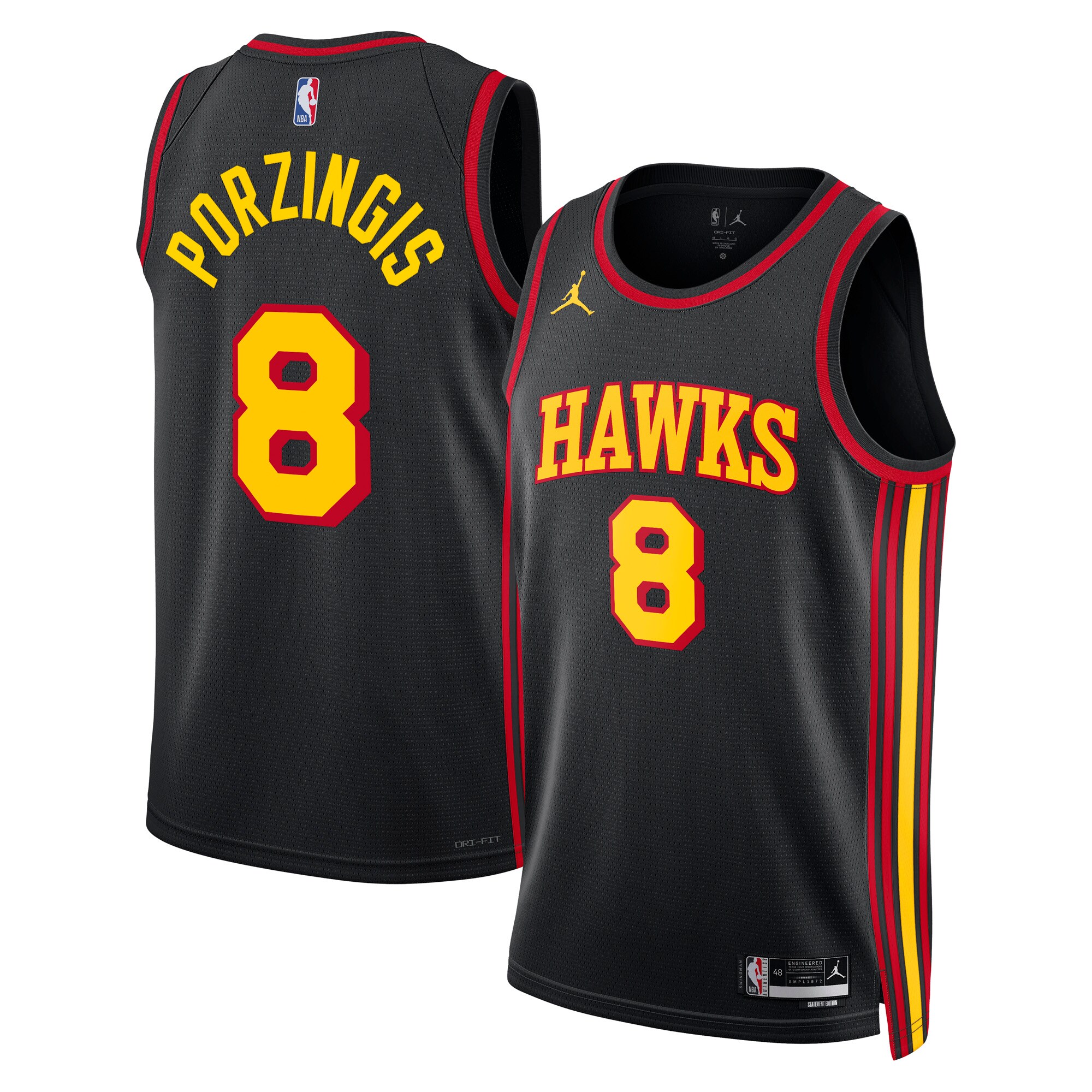 Camiseta Atlanta Hawks Jordan Brand Statement Edition Swingman - Nera - Kristaps Porzingis - Unisex