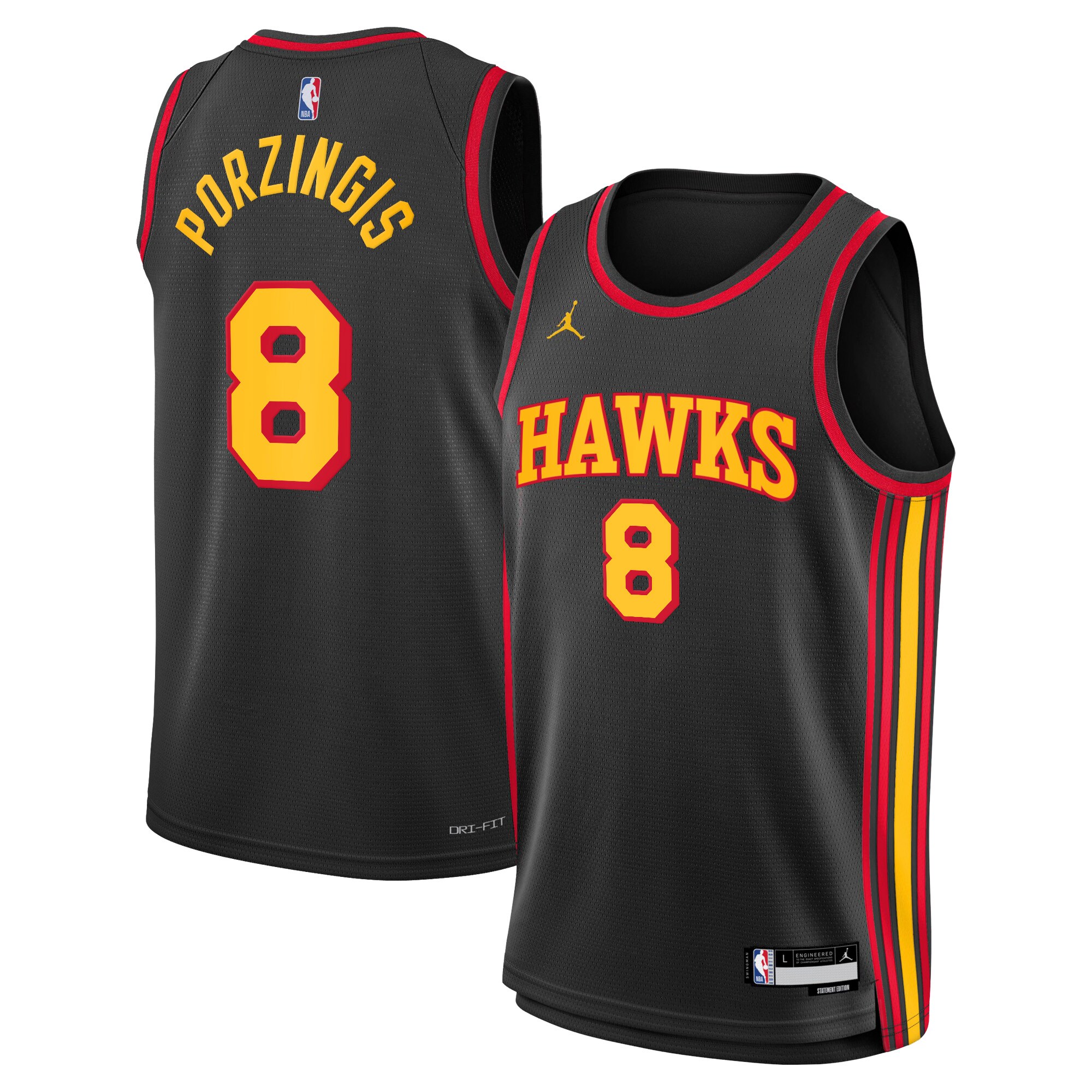 Camiseta Atlanta Hawks Jordan Brand Statement Edition Swingman 22 - Nera - Kristaps Porzingis - Gioventù
