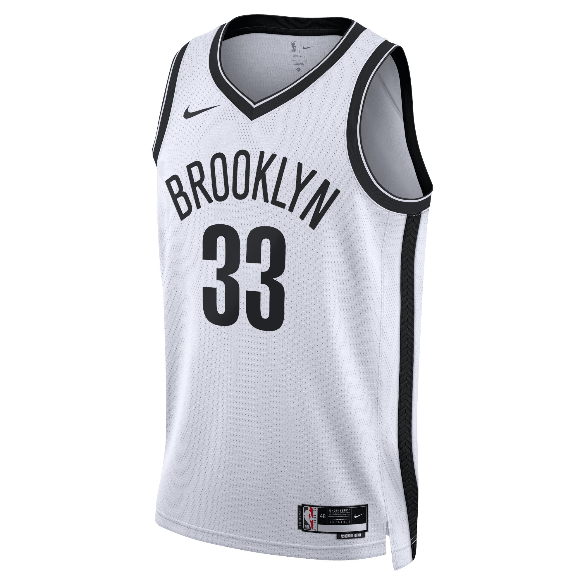 Camiseta Brooklyn Nets Nike Association Edition Swingman - Bianca - Nic Claxton - Unisex