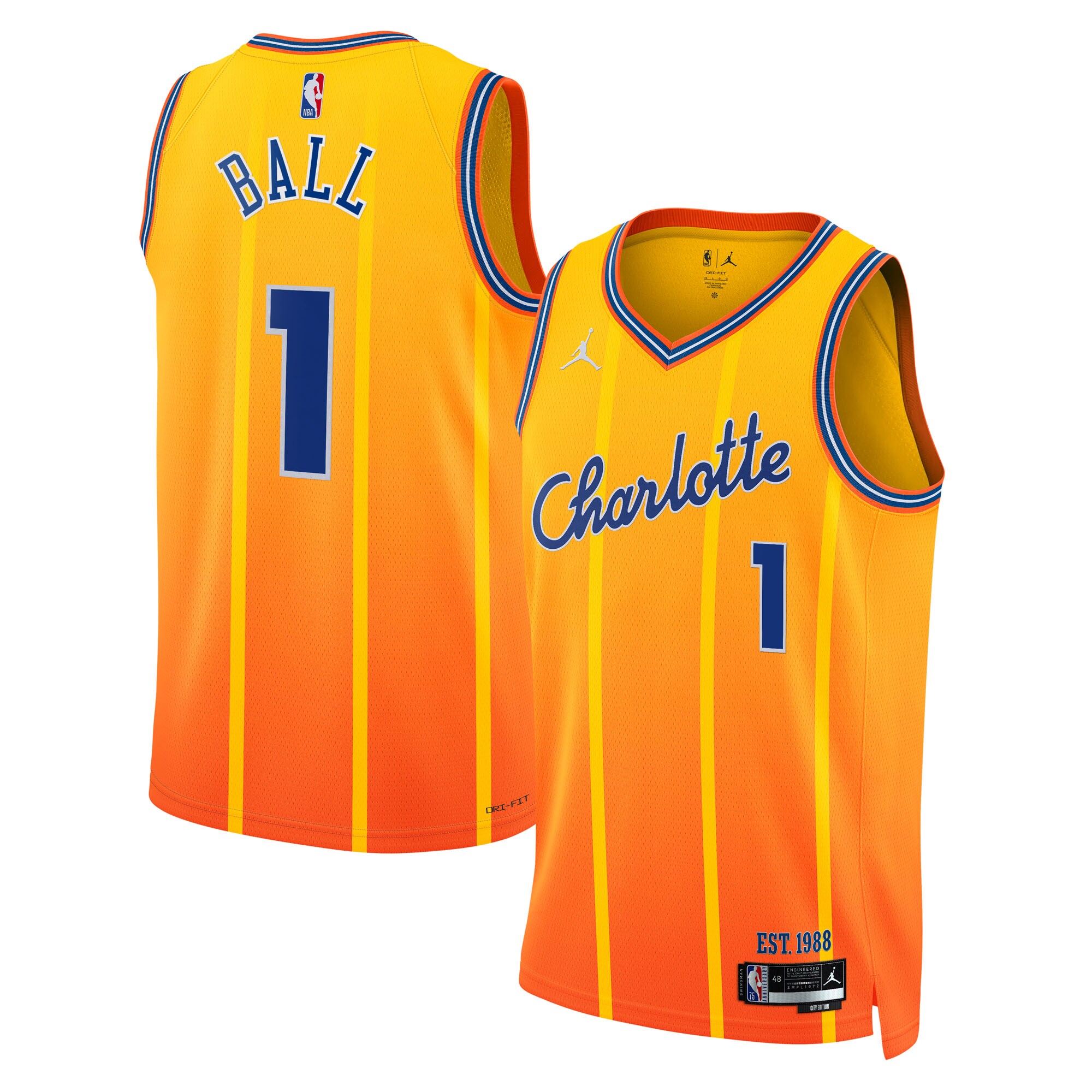 Camiseta Charlotte Hornets Jordan Brand 2025/26 City Edition Swingman - Oro - LaMelo Ball - Unisex