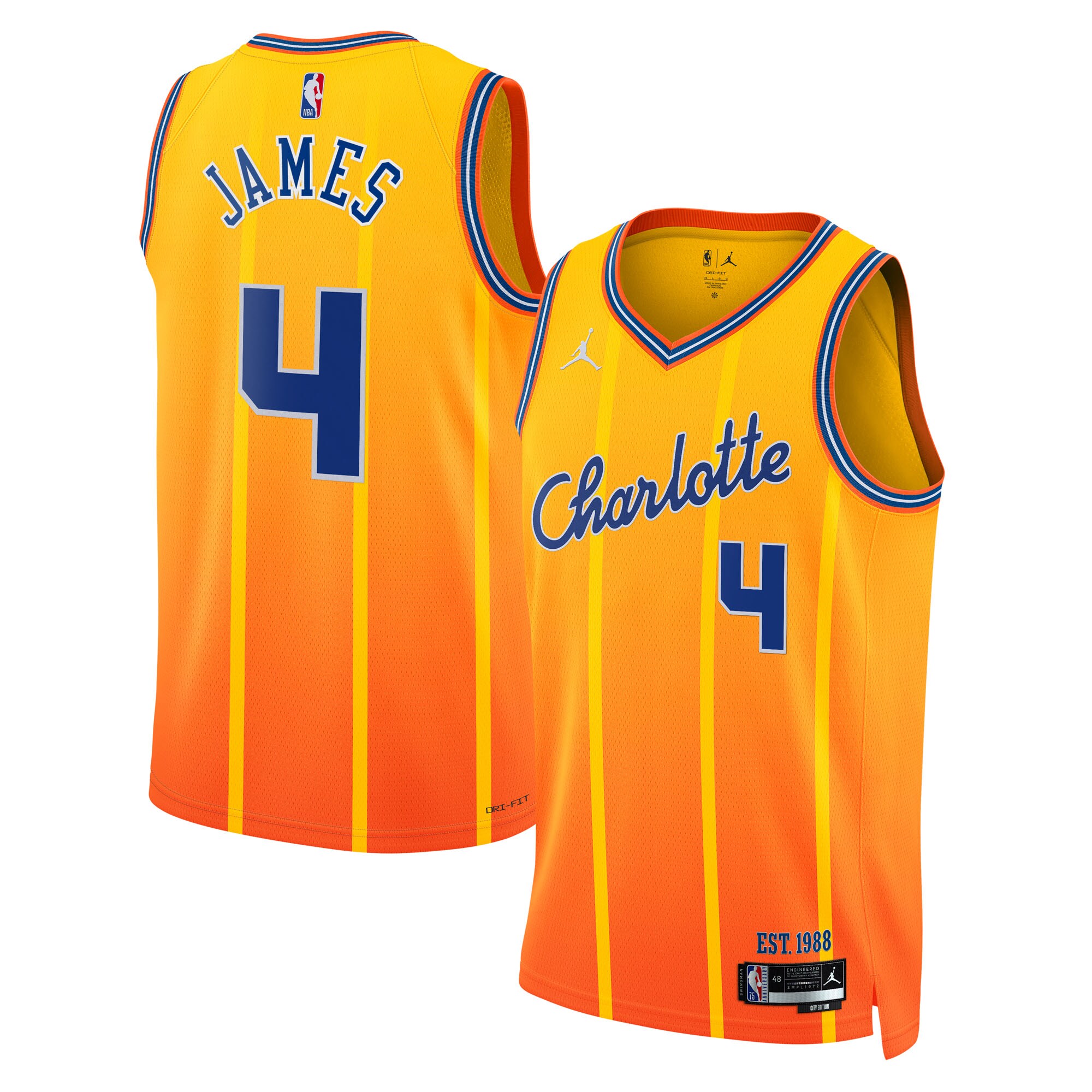 Camiseta Charlotte Hornets Jordan Brand 2025/26 City Edition Swingman - Oro - Sion James - Unisex