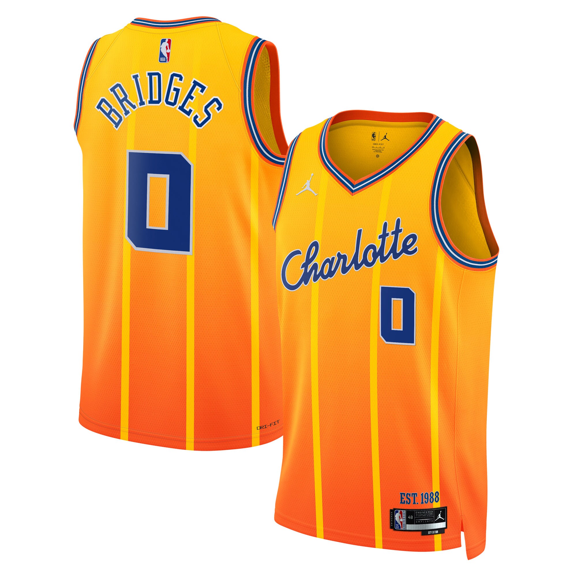 Camiseta Charlotte Hornets Jordan Brand 2025/26 City Edition Swingman - Oro - Miles Bridges - Unisex