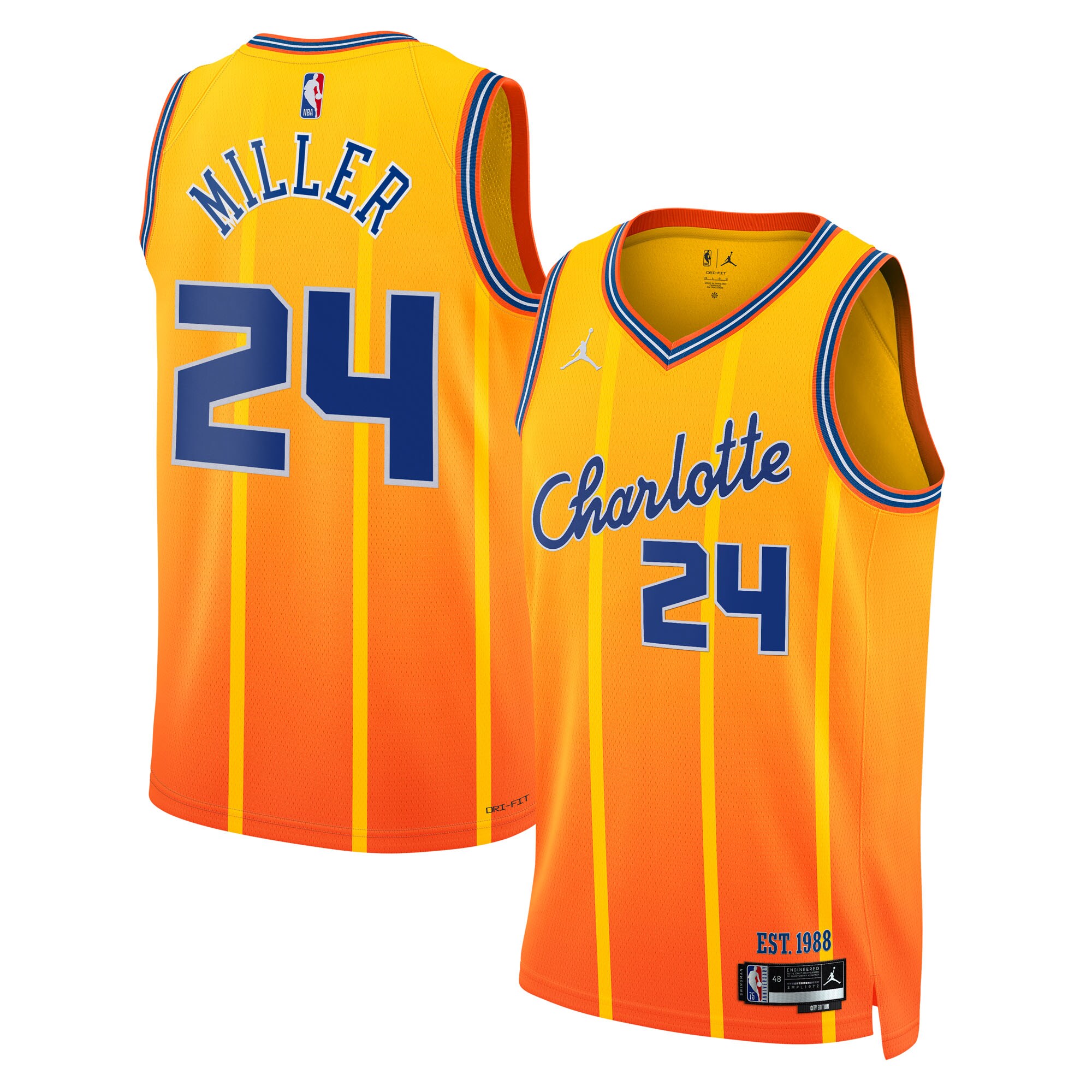 Camiseta Charlotte Hornets Jordan Brand 2025/26 City Edition Swingman - Oro - Brandon Miller - Unisex