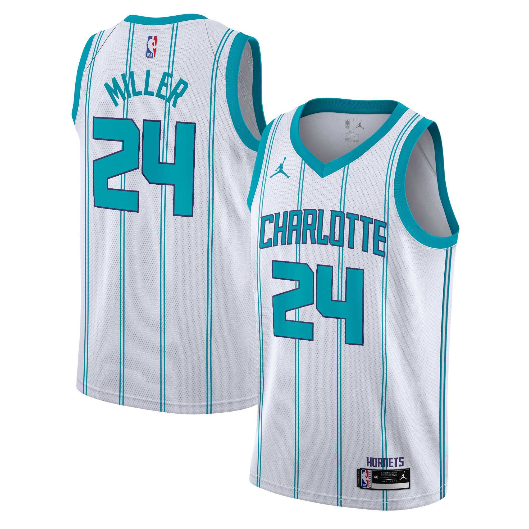 Camiseta Charlotte Hornets Jordan Brand Association Edition Swingman - Bianca - Brandon Miller - Gioventù