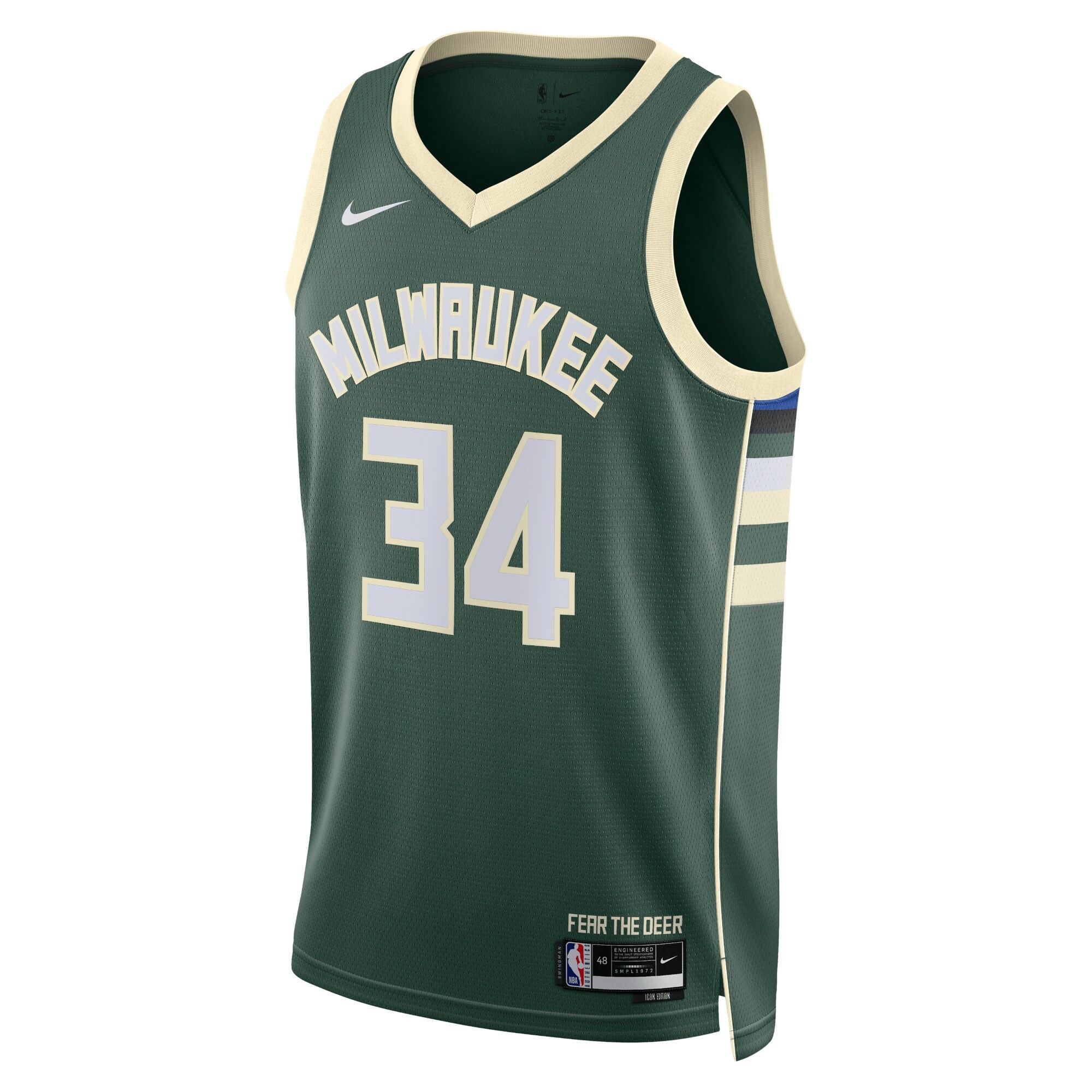 Camiseta Milwaukee Bucks Nike Icon Edition Swingman - Verde Hunter - Giannis Antetokounmpo - Unisex
