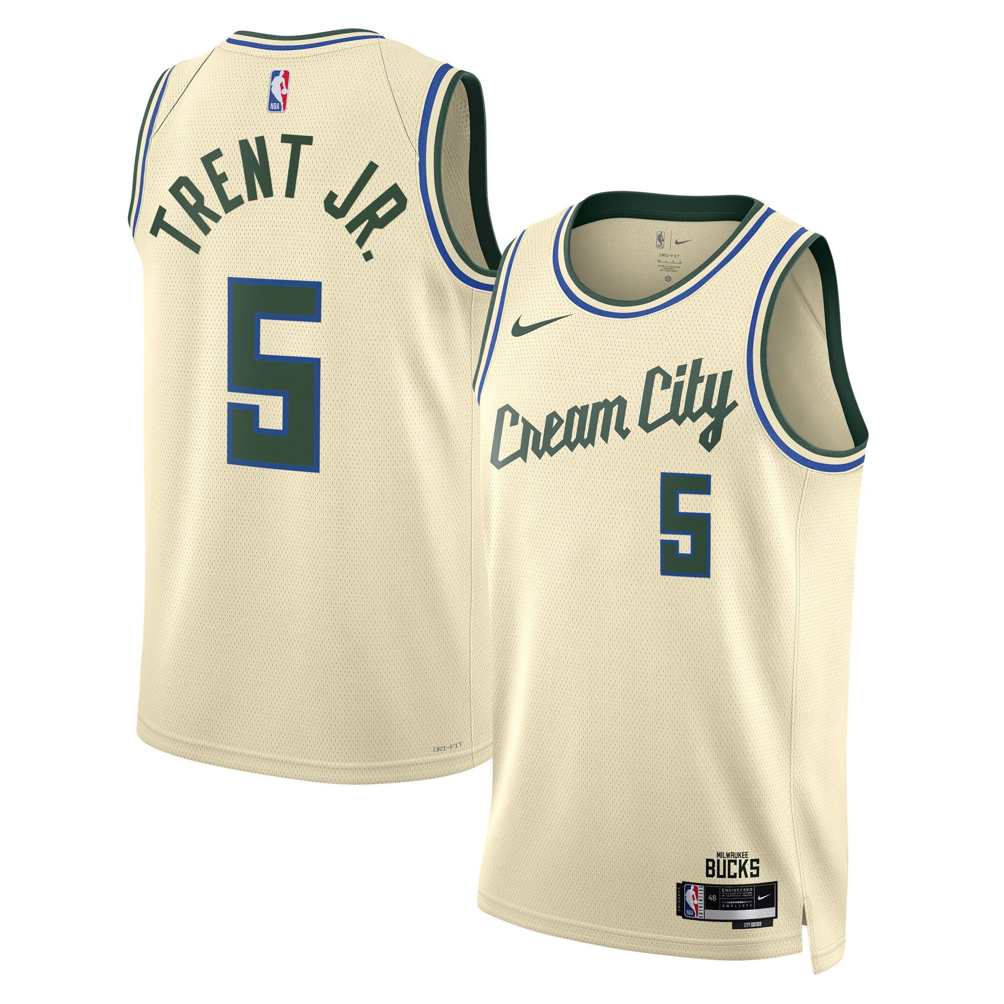 Camiseta Milwaukee Bucks Nike 2025/26 City Edition Swingman - Crema - Gary Trent Jr. - Unisex