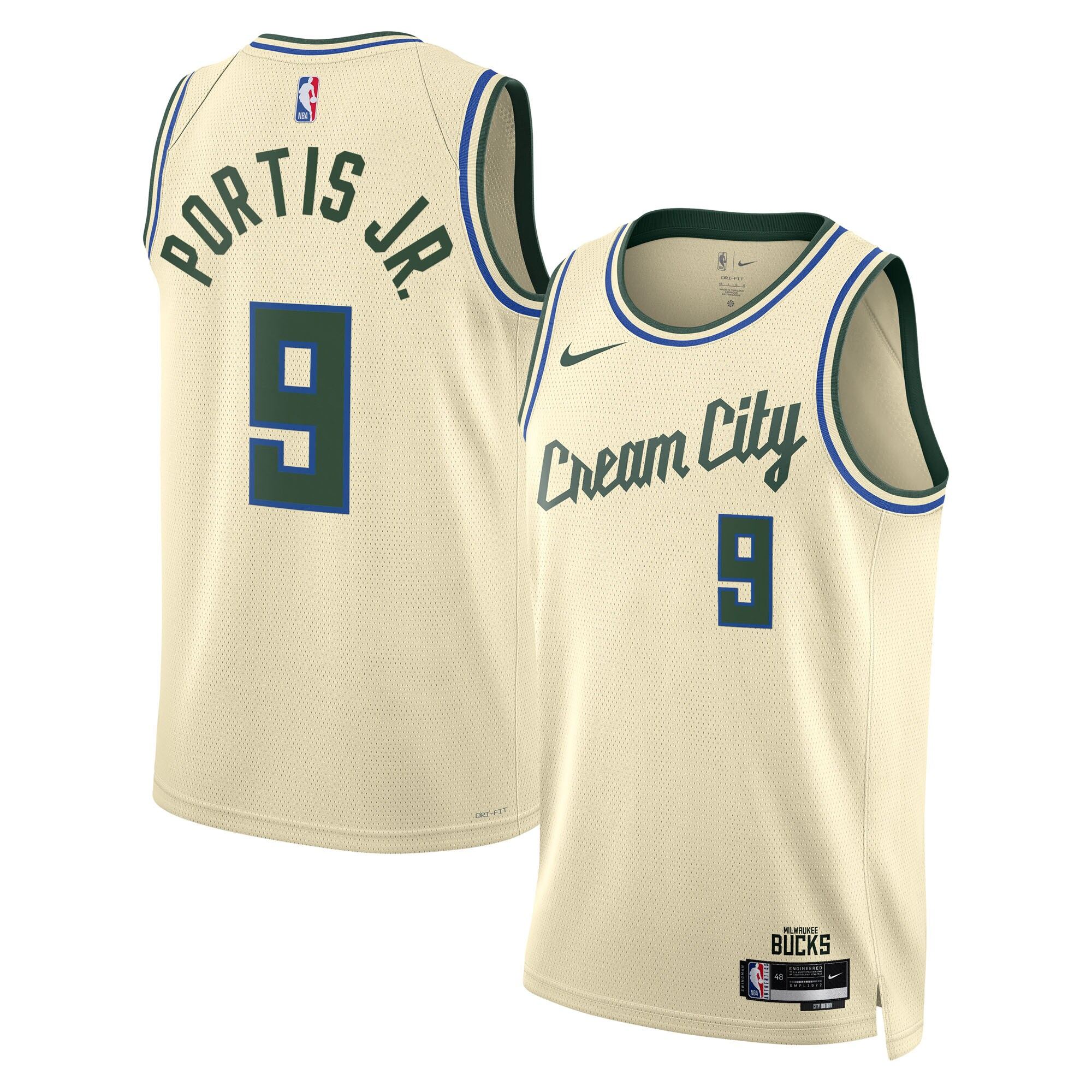 Camiseta Milwaukee Bucks Nike 2025/26 City Edition Swingman - Crema - Bobby Portis - Unisex