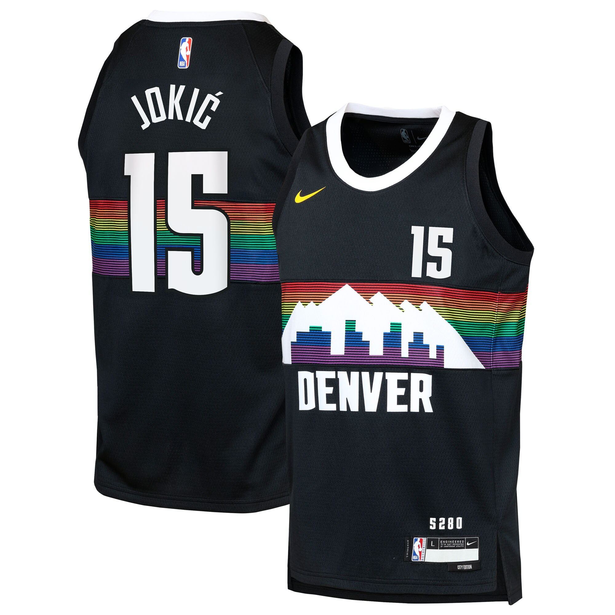 Camiseta Denver Nuggets Nike 2025/26 City Edition Swingman - Nera - Nikola Jokić - Gioventù